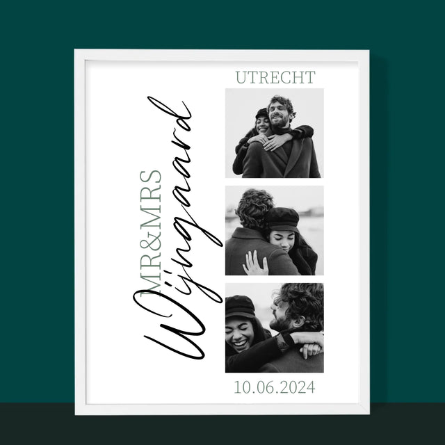 Fotocollage: Mr&Mrs Trouw - Afdruk Met Frame 30X40
