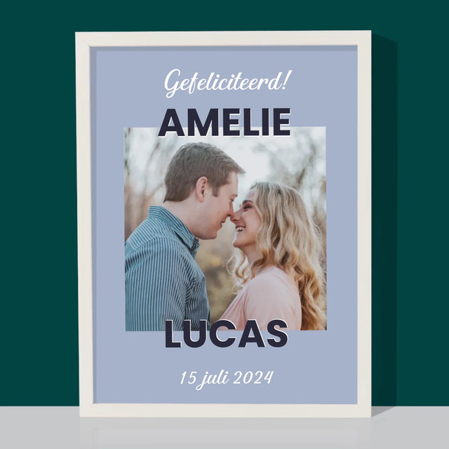 Foto En Handtekening: Huwelijkswensen - Afdruk Met Frame 30X40