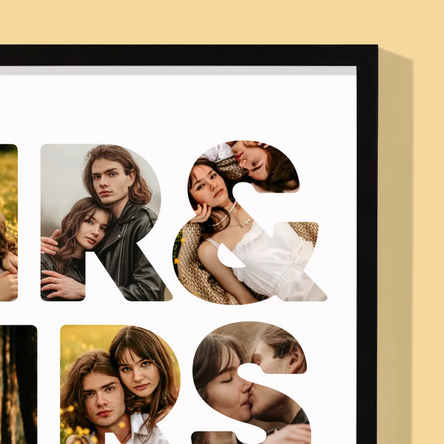 Woord Van Foto'S: Mr&Mrs - Afdruk Met Frame 30X40