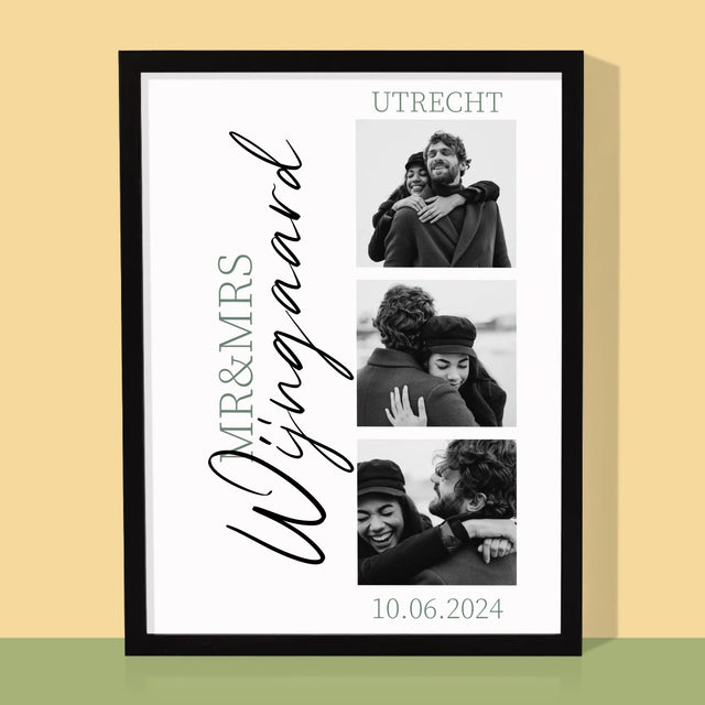 Fotocollage: Mr&Mrs Trouw - Afdruk Met Frame 30X40