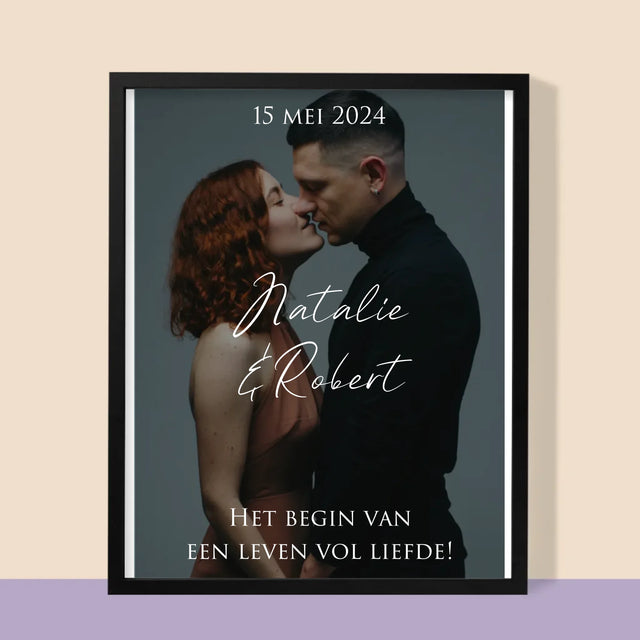 Foto En Handtekening: Trouwfoto Met Wensen - Afdruk Met Frame 30X40