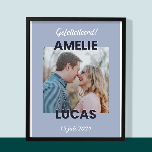 Foto En Handtekening: Huwelijkswensen - Afdruk Met Frame 30X40