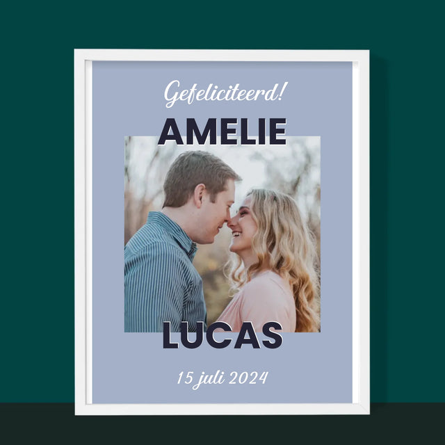 Foto En Handtekening: Huwelijkswensen - Afdruk Met Frame 30X40