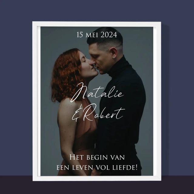 Foto En Handtekening: Trouwfoto Met Wensen - Afdruk Met Frame 30X40