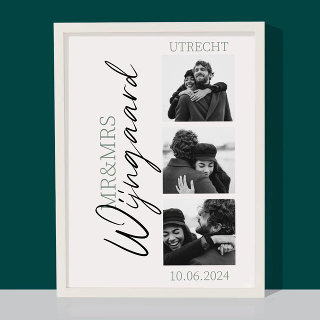 Fotocollage: Mr&Mrs Trouw - Afdruk Met Frame 30X40