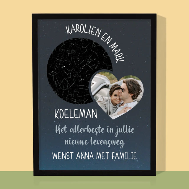 Starrenkaart: Nieuwe Levensweg, Trouw - Afdruk Met Frame 30X40