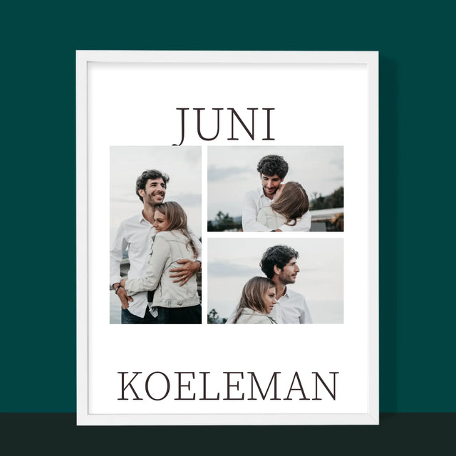 Fotocollage: Mr&Mrs Datum - Afdruk Met Frame 30X40