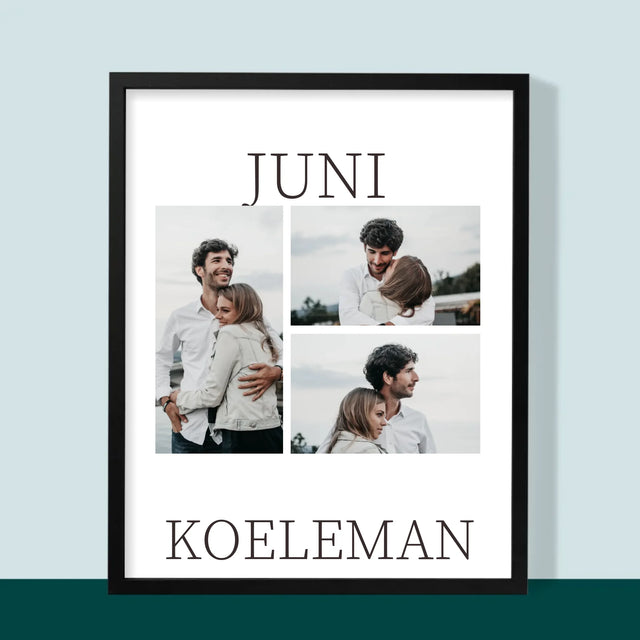 Fotocollage: Mr&Mrs Datum - Afdruk Met Frame 30X40