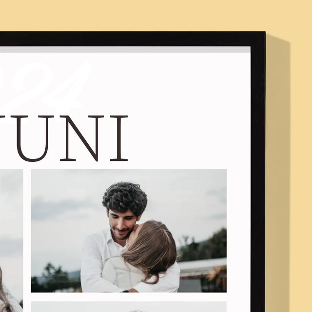 Fotocollage: Mr&Mrs Datum - Afdruk Met Frame 30X40