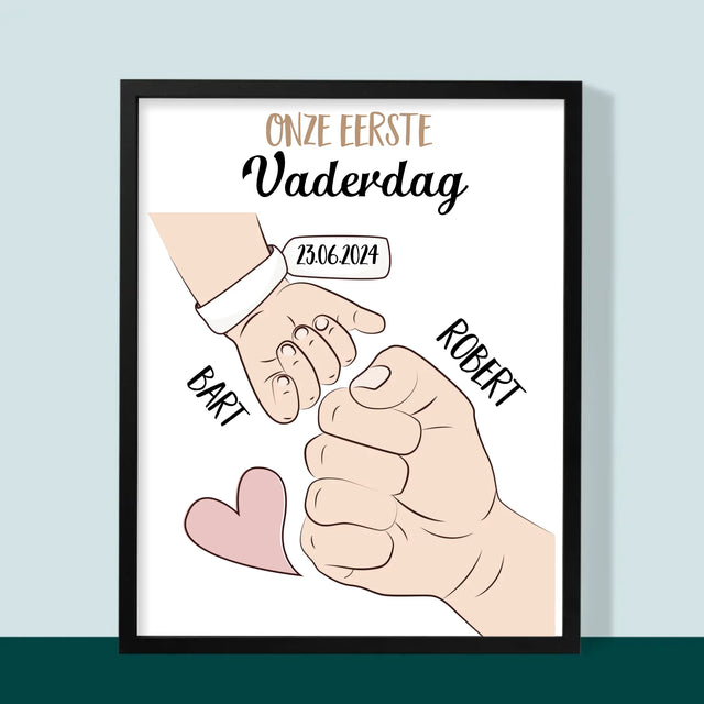 Naam En Handtekening : Eerste Vaderdag Samen - Afdruk Met Frame 30X40