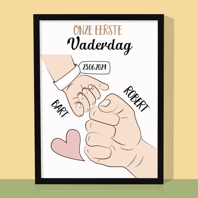 Naam En Handtekening : Eerste Vaderdag Samen - Afdruk Met Frame 30X40