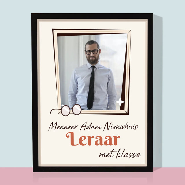 Foto En Handtekening: Leraar Met Klasse - Afdruk Met Frame 30X40