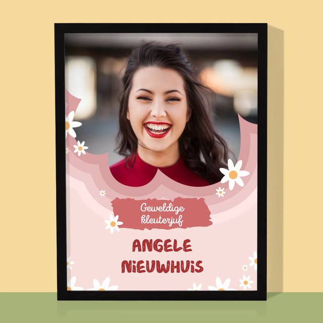 Foto En Handtekening: Geweldige Kleuterjuf - Afdruk Met Frame 30X40