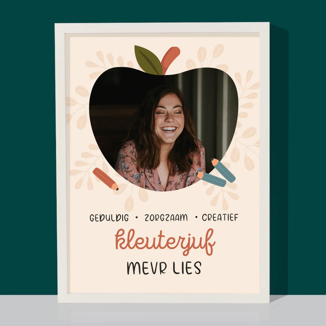 Foto En Handtekening: Kleuterjuf - Afdruk Met Frame 30X40