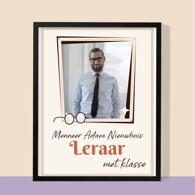 Foto En Handtekening: Leraar Met Klasse - Afdruk Met Frame 30X40