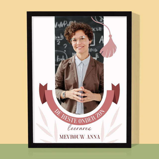 Foto En Handtekening: De Beste Leerares Onder Zon - Afdruk Met Frame 30X40