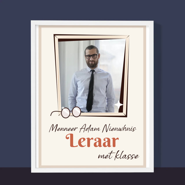 Foto En Handtekening: Leraar Met Klasse - Afdruk Met Frame 30X40
