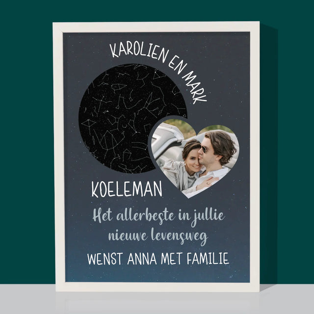 Starrenkaart: Nieuwe Levensweg, Trouw - Afdruk Met Frame 30X40