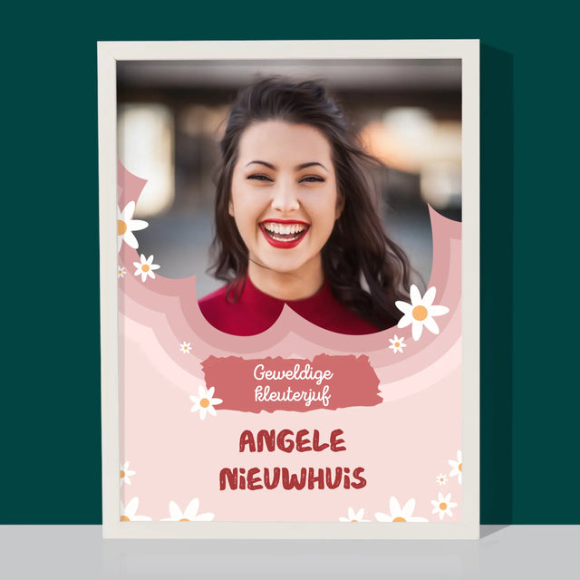 Foto En Handtekening: Geweldige Kleuterjuf - Afdruk Met Frame 30X40