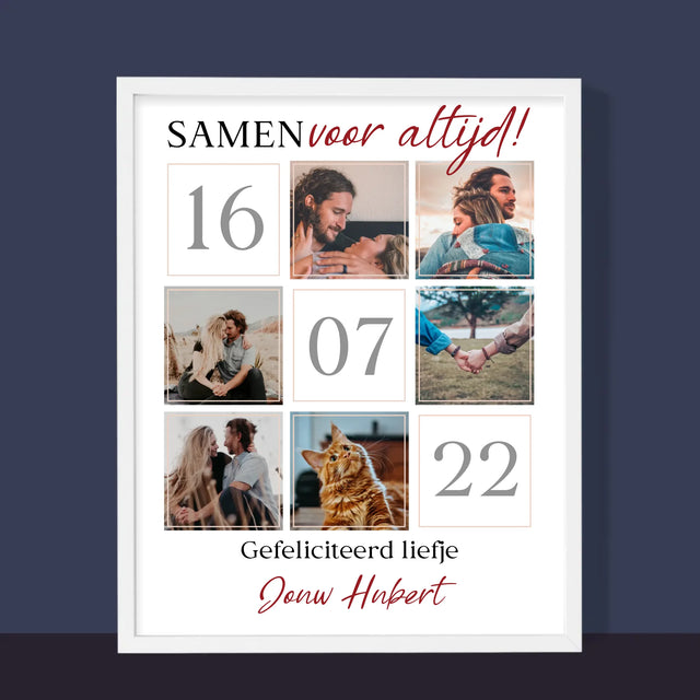Fotocollage: Samen Voor Altijd - Afdruk Met Frame 30X40