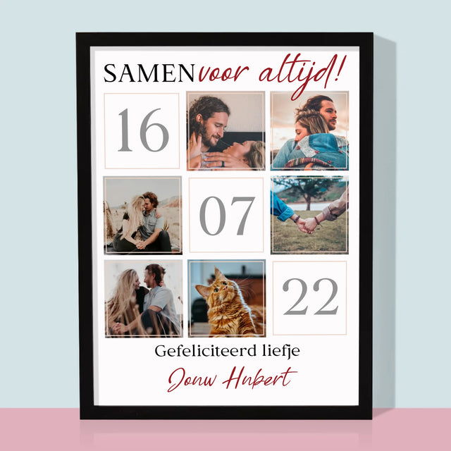 Fotocollage: Samen Voor Altijd - Afdruk Met Frame 30X40
