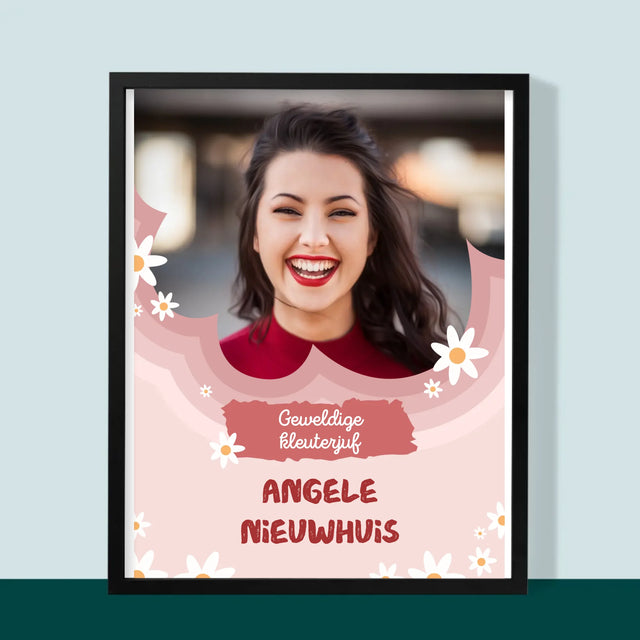 Foto En Handtekening: Geweldige Kleuterjuf - Afdruk Met Frame 30X40