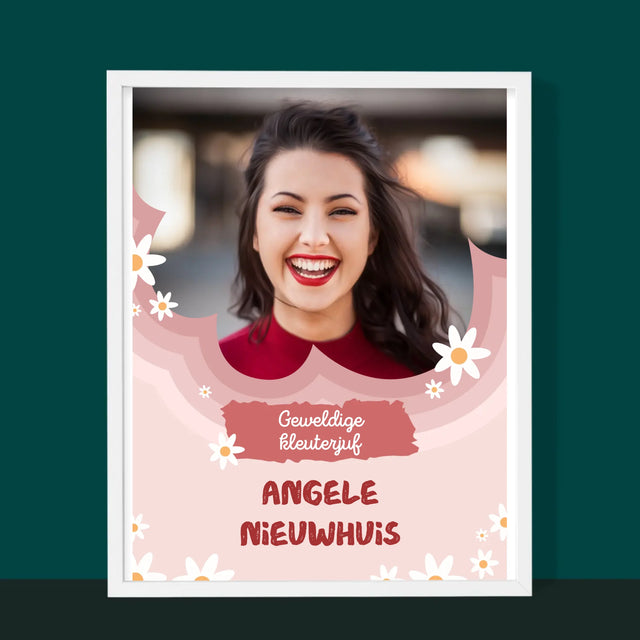 Foto En Handtekening: Geweldige Kleuterjuf - Afdruk Met Frame 30X40