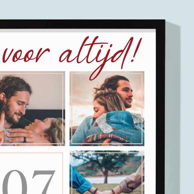 Fotocollage: Samen Voor Altijd - Afdruk Met Frame 30X40