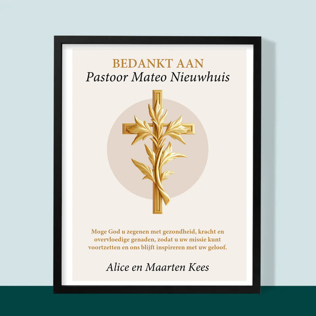 Naam En Handtekening : Bedankt Aan Pastoor - Afdruk Met Frame 30X40