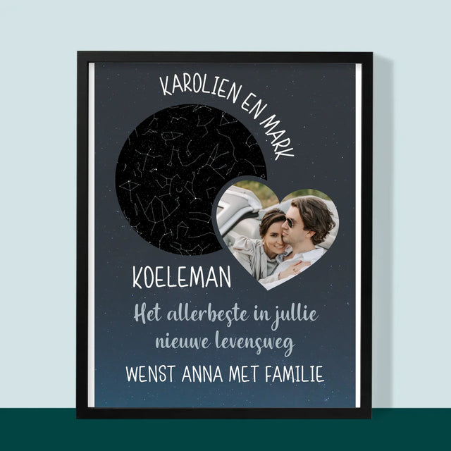 Starrenkaart: Nieuwe Levensweg, Trouw - Afdruk Met Frame 30X40