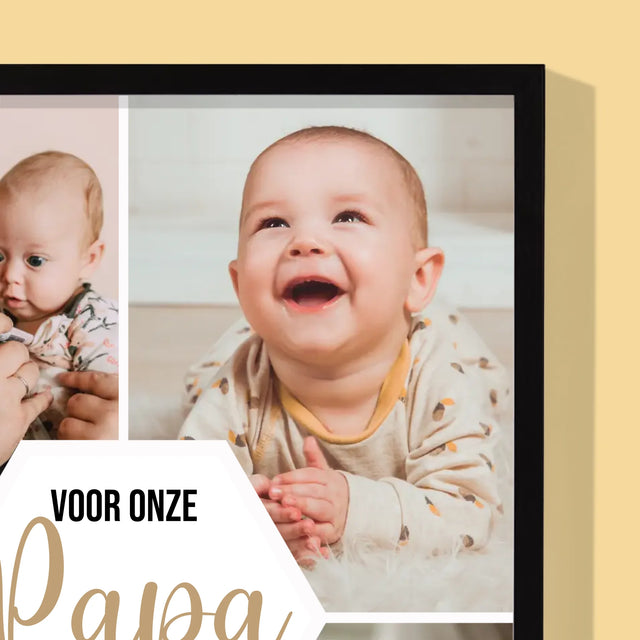 Fotocollage: Voor Onze Papa - Afdruk Met Frame 30X40