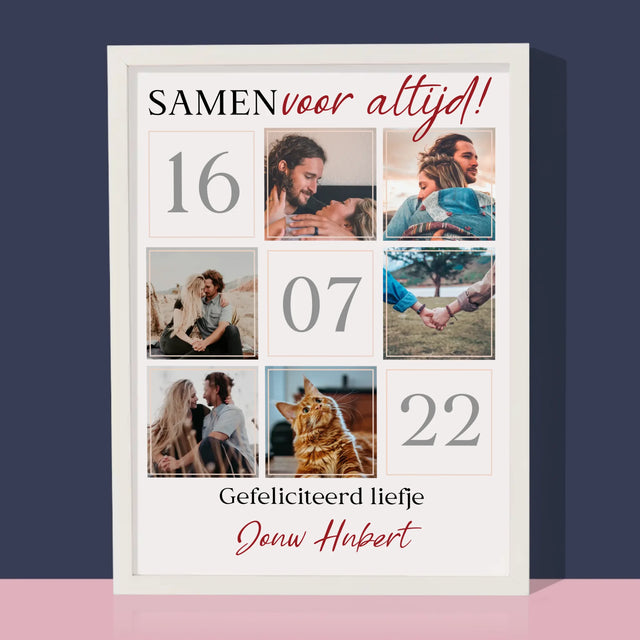 Fotocollage: Samen Voor Altijd - Afdruk Met Frame 30X40
