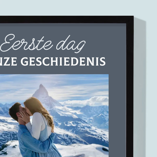 Foto En Handtekening: Eerste Dag Van Onze Geschiedenis - Afdruk Met Frame 30X40