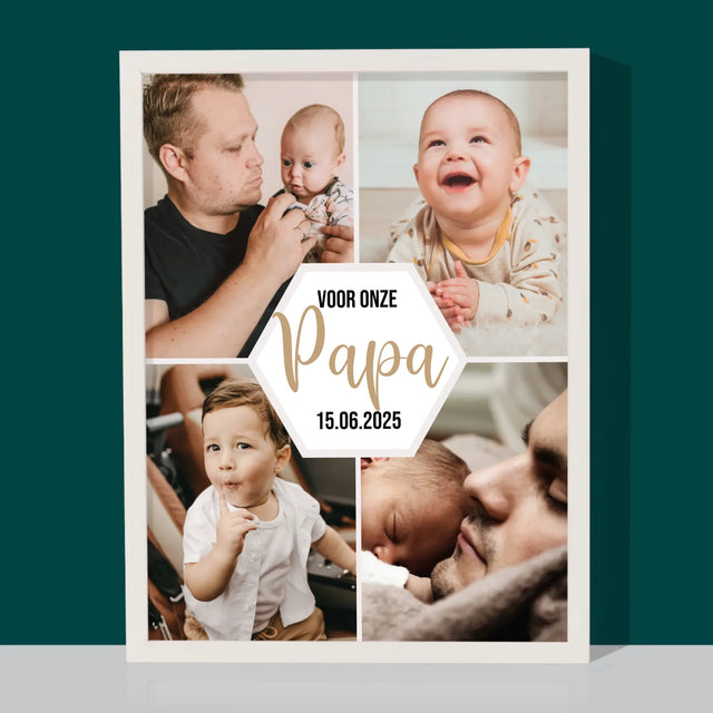 Fotocollage: Voor Onze Papa - Afdruk Met Frame 30X40