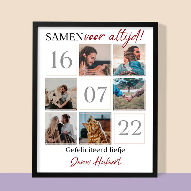 Fotocollage: Samen Voor Altijd - Afdruk Met Frame 30X40