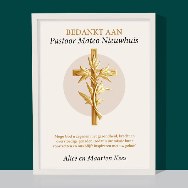 Naam En Handtekening : Bedankt Aan Pastoor - Afdruk Met Frame 30X40