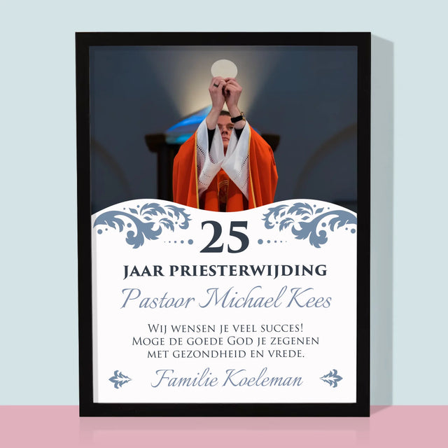 Foto En Handtekening: Priesterjubileum - Afdruk Met Frame 30X40