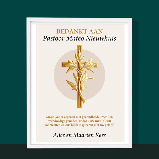 Naam En Handtekening : Bedankt Aan Pastoor - Afdruk Met Frame 30X40
