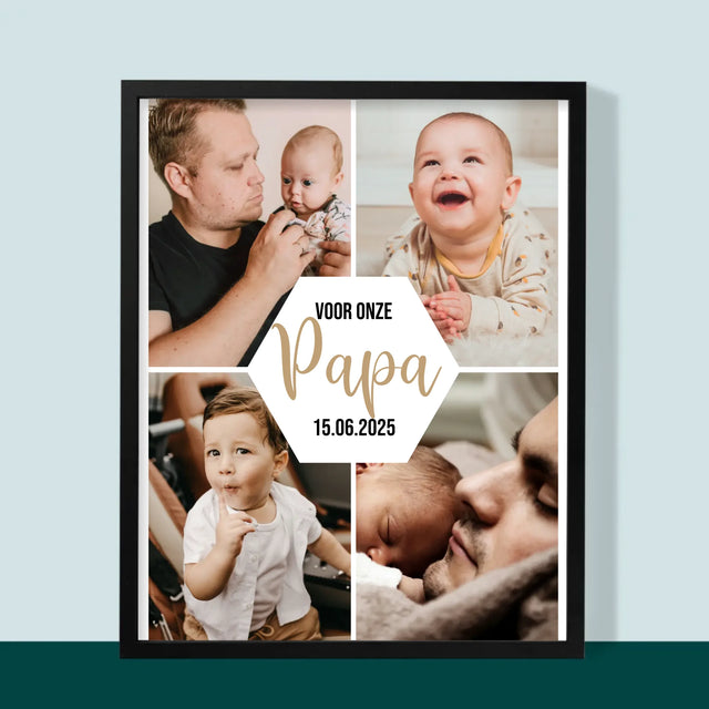 Fotocollage: Voor Onze Papa - Afdruk Met Frame 30X40