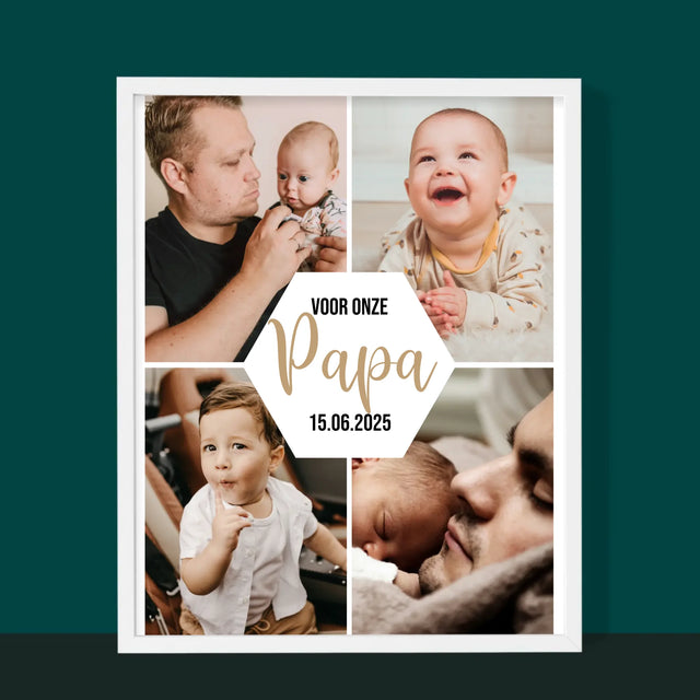 Fotocollage: Voor Onze Papa - Afdruk Met Frame 30X40