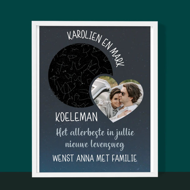 Starrenkaart: Nieuwe Levensweg, Trouw - Afdruk Met Frame 30X40