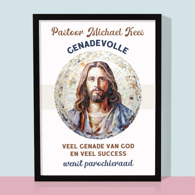 Naam En Handtekening : Genadevolle Priester - Afdruk Met Frame 30X40