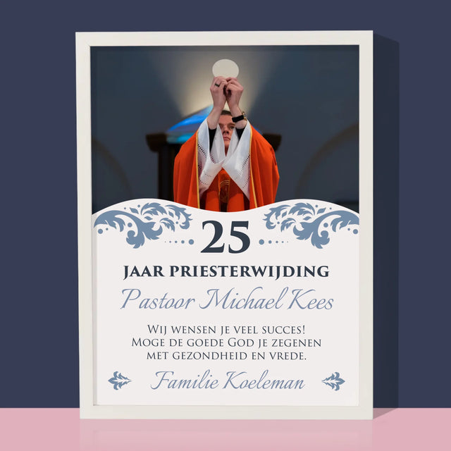 Foto En Handtekening: Priesterjubileum - Afdruk Met Frame 30X40