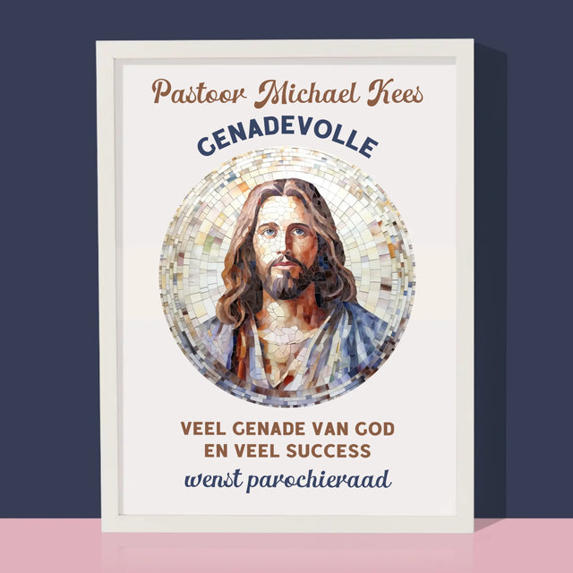 Naam En Handtekening : Genadevolle Priester - Afdruk Met Frame 30X40