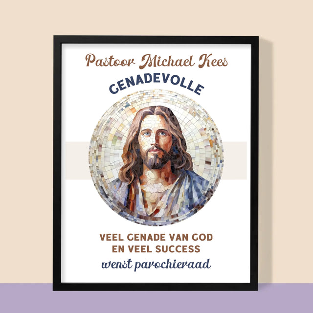 Naam En Handtekening : Genadevolle Priester - Afdruk Met Frame 30X40