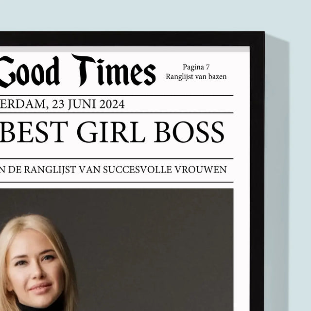 Omslag Van Tijdschrift: World’S Best Girl Boss - Afdruk Met Frame 30X40