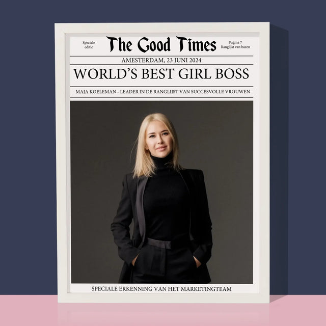 Omslag Van Tijdschrift: World’S Best Girl Boss - Afdruk Met Frame 30X40