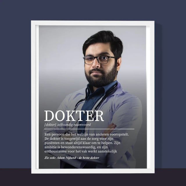 Foto En Handtekening: Dokter Definitie - Afdruk Met Frame 30X40
