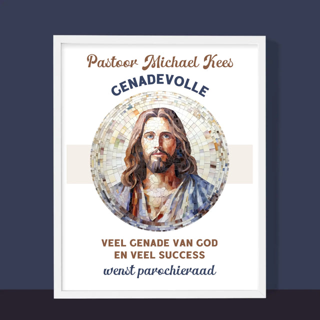 Naam En Handtekening : Genadevolle Priester - Afdruk Met Frame 30X40