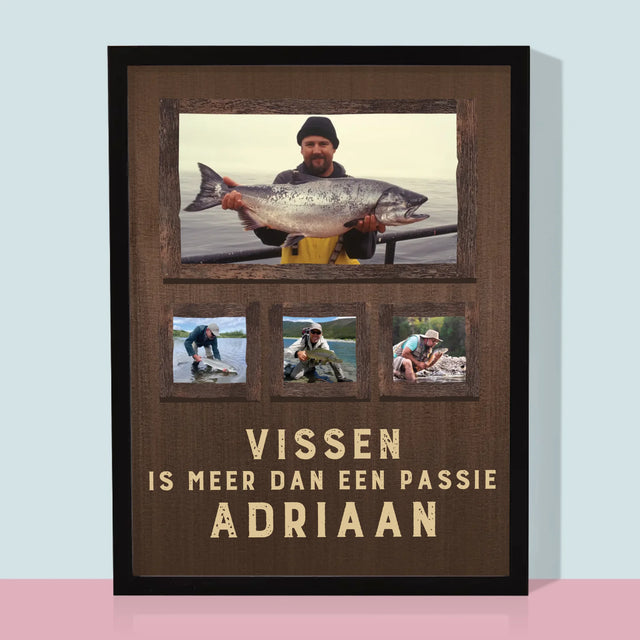 Fotocollage: Vissen Is Meer Dan Een Passie - Afdruk Met Frame 30X40